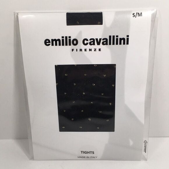Emilio Cavallini Black Tights With gold dots S/M - Picture 1 of 7